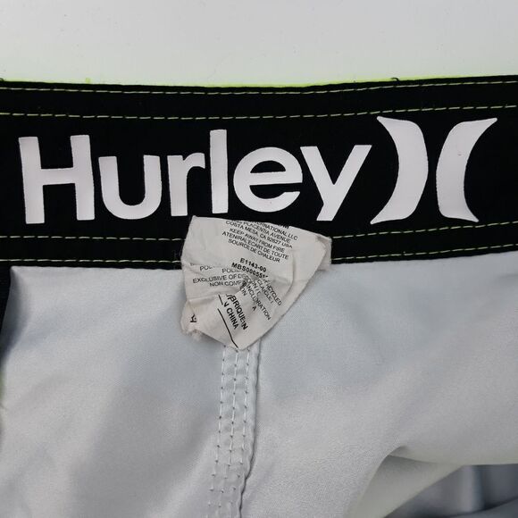 Hurley Mens Board Shorts Swim Trunks Long Yellow Green Blue Striped Logo Sz 40 - Picture 9 of 9